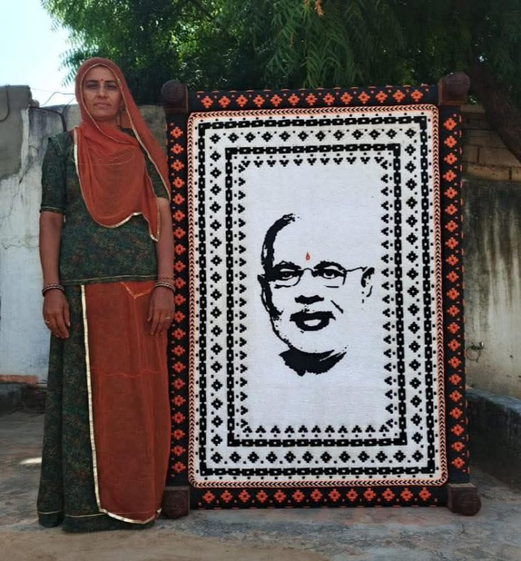 महिला ने PM मोदी की बनाई अनोखी तस्वीर, कलाकार की हो रही तारीफ