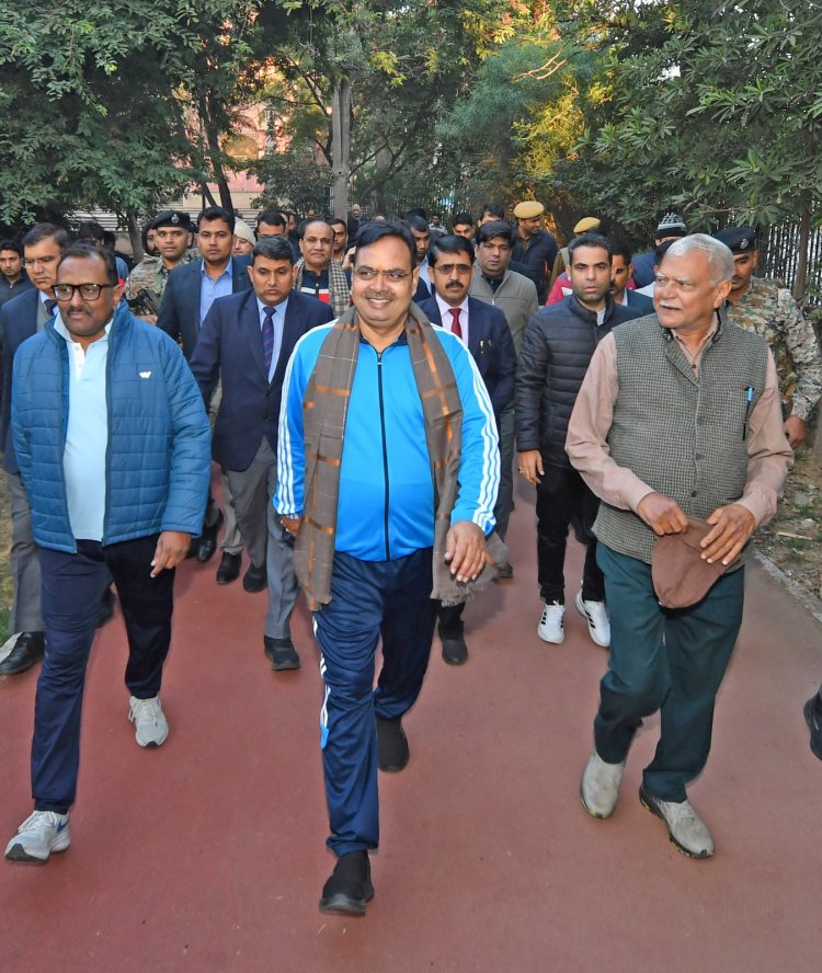 मुख्यमंत्री भजनलाल शर्मा ने जवाहर सर्किल में की मॉर्निंग वॉक, फिट इंडिया-फिट राजस्थान का दिया संदेश
