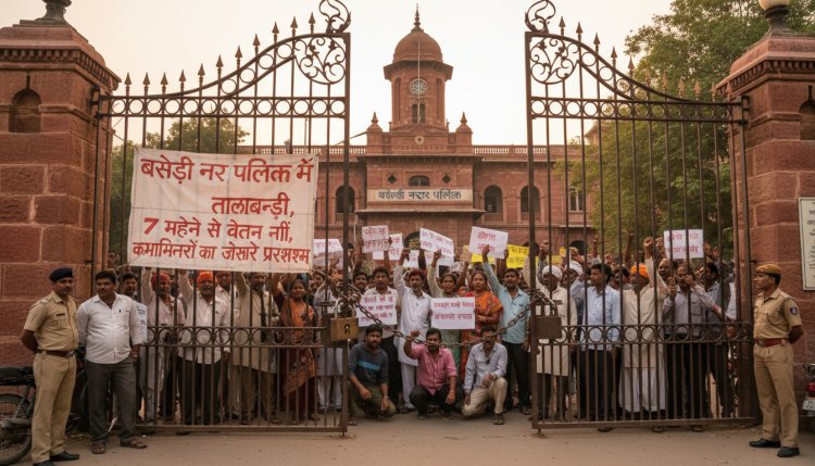 बसेड़ी नगर पालिका में 7 माह से सैलरी नहीं मिलने पर कर्मचारियों का प्रदर्शन