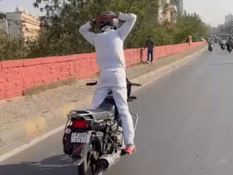 जयपुर में वायरल बाइक स्टंट पर कार्रवाई: युवक गिरफ्तार, माफी मांगते हुए वीडियो आया सामने