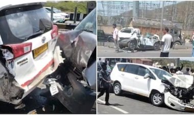 उदयपुर-चित्तौड़गढ़ NH-48 पर 12 वाहनों की भिड़ंत, हाईवे बना हादसों का मैदान