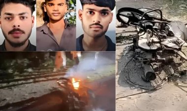 अंबाजी दर्शन को निकले दोस्तों की राह में काल बनी आमने-सामने की टक्कर, आग की लपटों में घिरीं दो बाइक, 3 युवकों ने तोड़ा दम
