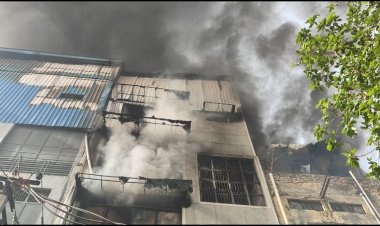 दिल्ली की जूता फैक्ट्री में आग से 4 की मौत, धुएं से 6 लोग बेहोश; बेसमेंट से चार मंजिल तक फैला धुआं